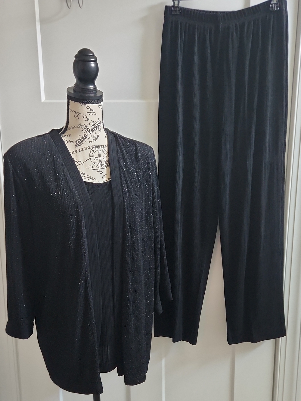 R&M Richards 2 Pc Shimmer Twin Jacket And Black Pants
